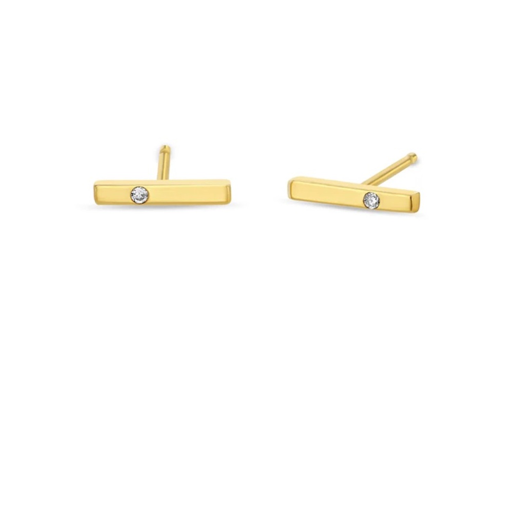 Zoë Chicco 14k Diamond Thin Bar Studs, EUC